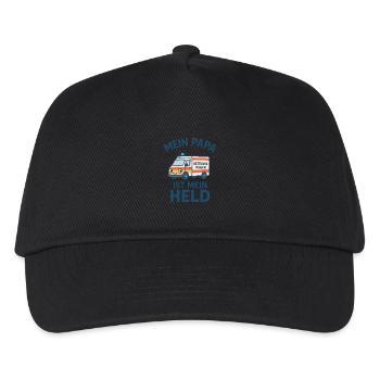 Kinderlogo Rettungsdienst Mein Papa ist mein Held - Kinder Basecap - Schwarz - Vorne