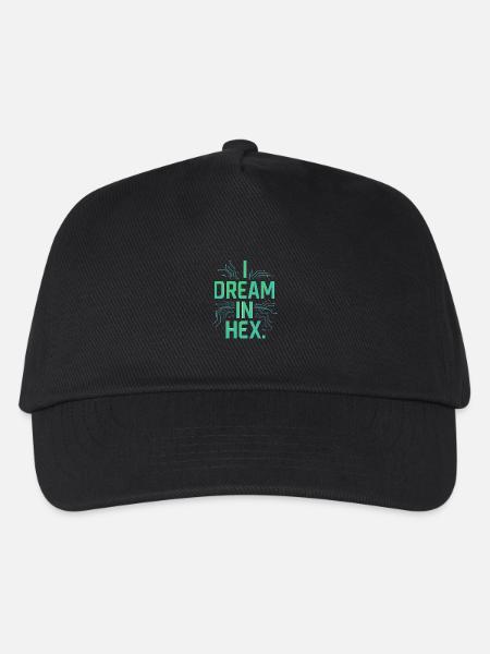 I Dream in Hex – Nerdy Coder T-Shirt für Entwickler - Kinder Basecap - Schwarz