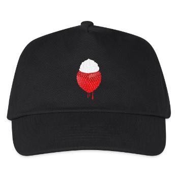 Erdbeere mit Sahne – Leckeres Design für Sommer - Kinder Basecap - Schwarz - Vorne
