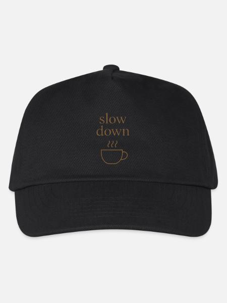 Slow Down | Minimalistischer Kaffee-Moment - Kinder Basecap - Schwarz