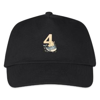 whale birthday number4 printready - Kinder Basecap - Schwarz - Vorne