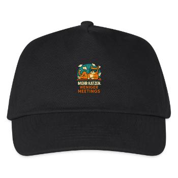 Mehr Katzen. Weniger Meetings - Kinder Basecap - Schwarz - Vorne
