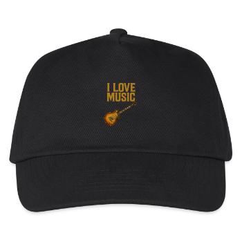 I LOVE MUSIC“ Vintage Gitarre Design - Kinder Basecap - Schwarz - Vorne