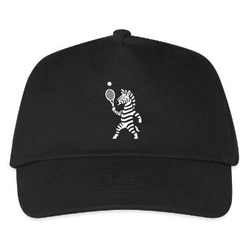 Minimalist Zebra Tennis Player Silhouette - Kids’ Baseball Cap - black - Front