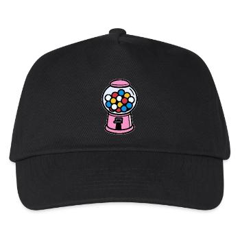 Pinker Retro Kaugummiautomat - Kinder Basecap - Schwarz - Vorne