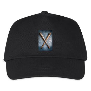 Klassische Baseballschläger gekreuzt - Kinder Basecap - Schwarz - Vorne