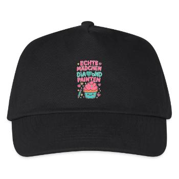 Echte Mädchen Diamond painten - Kinder Basecap - Schwarz - Vorne