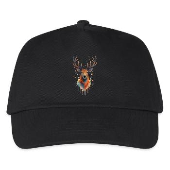 hirsch aquarell - Kinder Basecap - Schwarz - Vorne
