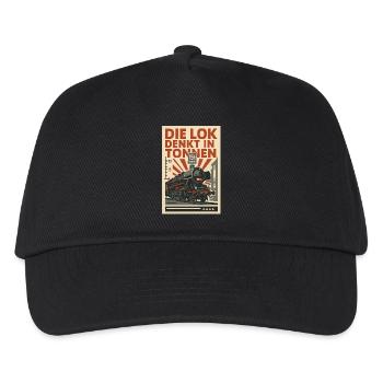 Railway locomotive thinks in tons steam locomotive - Kids’ Baseball Cap - black - Front