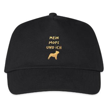 Gold Mops Leben Hundeliebe Liebe Fan Tierliebe wau - Kinder Basecap - Schwarz - Vorne
