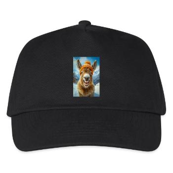 Smiling Donkey in Winter Hat - Kids’ Baseball Cap - black - Front