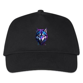 Meisterwerk - Cyber Wolf Kopffarbe - Kinder Basecap - Schwarz - Vorne