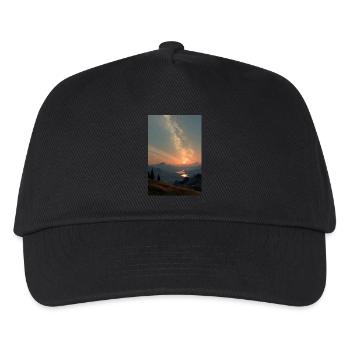 Kosmischer Sonnenuntergang über Bergen - Kinder Basecap - Schwarz - Vorne