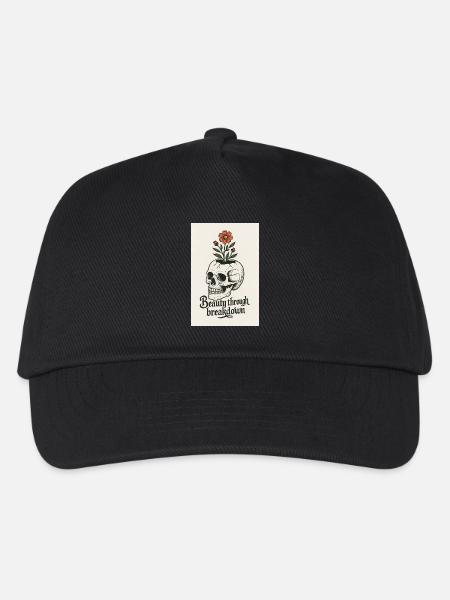 Blumenschädel Künstlerisches Design - Kinder Basecap - Schwarz