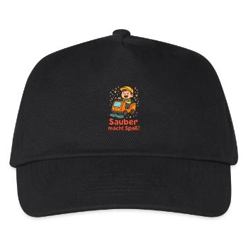 Sauber macht Spaß Reinigung Kinder Erziehung Rein - Kinder Basecap - Schwarz - Vorne