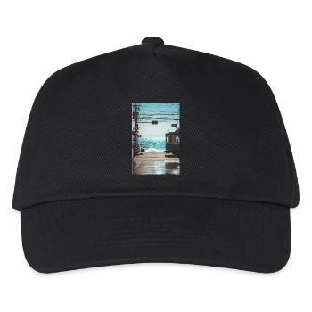 Japanische Zugüberfahrt am Meer - Kinder Basecap - Schwarz - Vorne