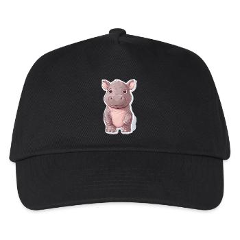 Nilpferd - Kinder Basecap - Schwarz - Vorne
