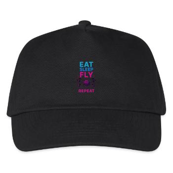 Eat Sleep Fly Repeat – Neon Drohnenpilot Routine - Kinder Basecap - Schwarz - Vorne