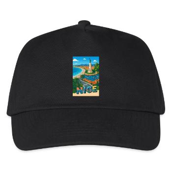 Schöne ikonische Aussicht mit Statue und Meer - Kinder Basecap - Schwarz - Vorne