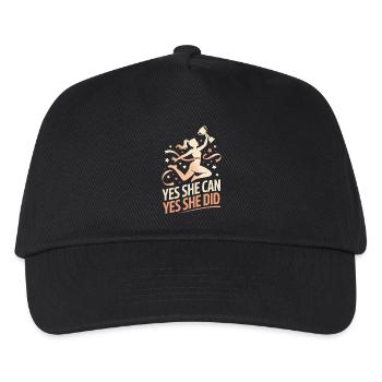  Yes She Can Yes She Did Women Empowerment Women's - Kinder Basecap - Schwarz - Vorne