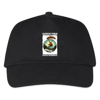 Adventurous angler with climbing board - Kids’ Baseball Cap - black - Front