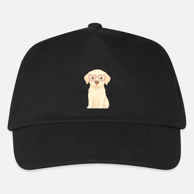 Verspielter Hund mit Herzbrille - Kinder Basecap - Schwarz
