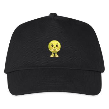 Kawaii Tennisball mit Herzhand - Kinder Basecap - Schwarz - Vorne