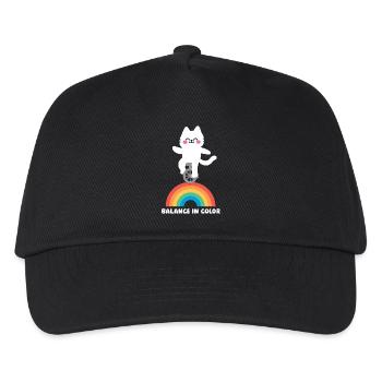 Cat Balances Rainbow - Kids’ Baseball Cap - black - Front
