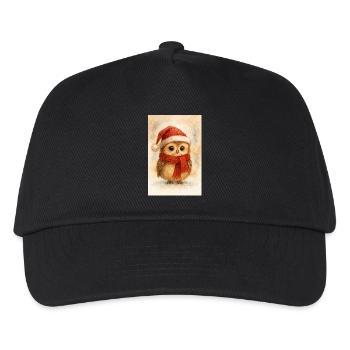 Winter owl with scarf and hat - Kids’ Baseball Cap - black - Front
