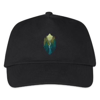 Berglandschaft mit Wald und Fluss – Naturdesign - Kinder Basecap - Schwarz - Vorne