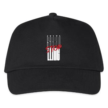 Stoppen Sie das Scrollen Typografie-Design - Kinder Basecap - Schwarz - Vorne