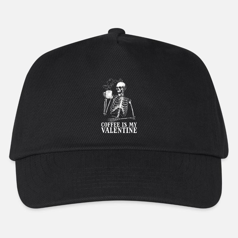 Coffee Is My Valentine's Day – Skeleton Coffee for M - Kids’ Baseball Cap - black