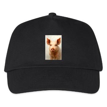 Watercolor Pig Portrait - Kids’ Baseball Cap - black - Front