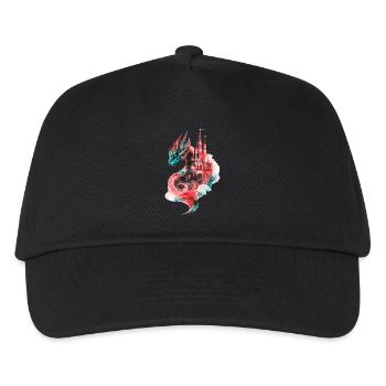 Drache Schloss Fantasie Magie Mythologie Kreatur - Kinder Basecap - Schwarz - Vorne