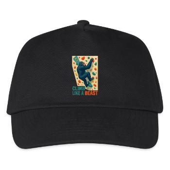 Bouldern Gorilla Klettere Biest Affe Geschenk - Kinder Basecap - Schwarz - Vorne