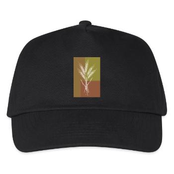 Weizen Ähren Line Art – Naturmotiv - Kinder Basecap - Schwarz - Vorne