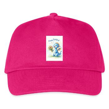 Blauer Drache mit Blumenstrauß - Kinder Basecap - Fuchsia - Vorne