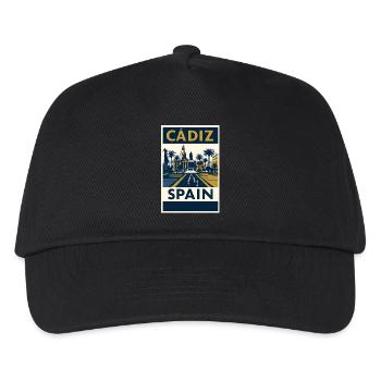 Cádiz Spanien – Retro Reiseposter Navy/Gold - Kinder Basecap - Schwarz - Vorne
