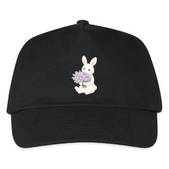Bunny with lilac illustration - Kids’ Baseball Cap - black - Front