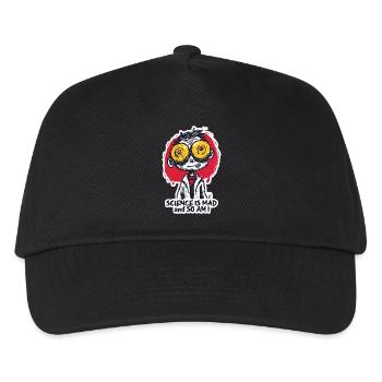 Wide-Eyed Mad Scientist Sticker - Kids’ Baseball Cap - black - Front