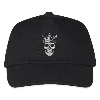 Krone Totenkopf Motiv für Skull und Rock Fans - Kinder Basecap - Schwarz - Vorne