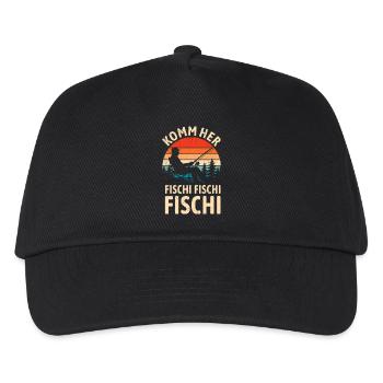 Komm her Fischi Fischi Fischi - Angler - Angeln - Kinder Basecap - Schwarz - Vorne