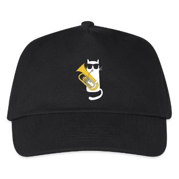 Baritonhorn - Coole Katze mit Sonnenbrille - Kinder Basecap - Schwarz - Vorne