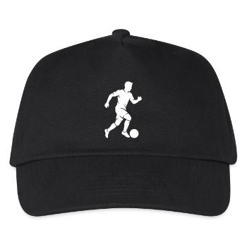 Fussballspieler Silhouette Fussball - Kinder Basecap - Schwarz - Vorne