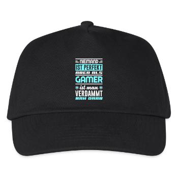 Niemand Ist Perfekt Aber Als Gamer Nah Dran - Kinder Basecap - Schwarz - Vorne