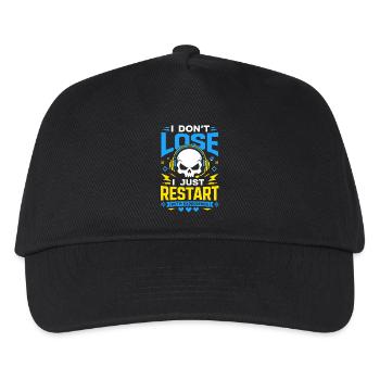 I Dont Lose I Just Restart Gaming - Kinder Basecap - Schwarz - Vorne