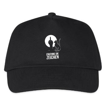 Erkenne Die Zeichen Mittelfinger Schatten Mieze - Kinder Basecap - Schwarz - Vorne