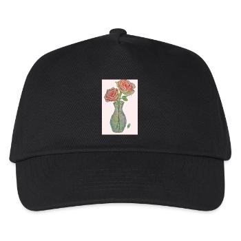2 red pink roses - Kids’ Baseball Cap - black - Front