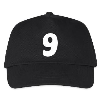 Neun: Minimalistische Ziffer 9 | Neunter - Kinder Basecap - Schwarz - Vorne