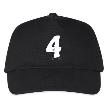 Funny Four: Minimalist Numeral 4 | Fourth - Kids’ Baseball Cap - black - Front